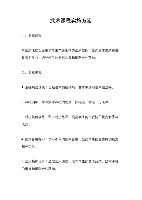 武术课程实施方案