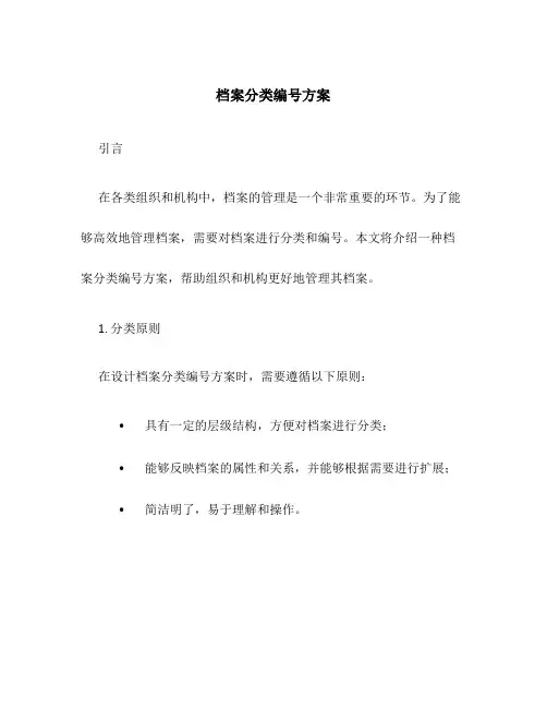 档案分类编号方案