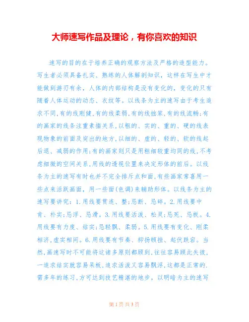 大师速写作品及理论,有你喜欢的知识 