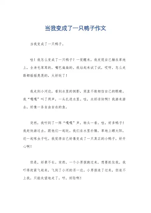 当我变成了一只鸭子作文