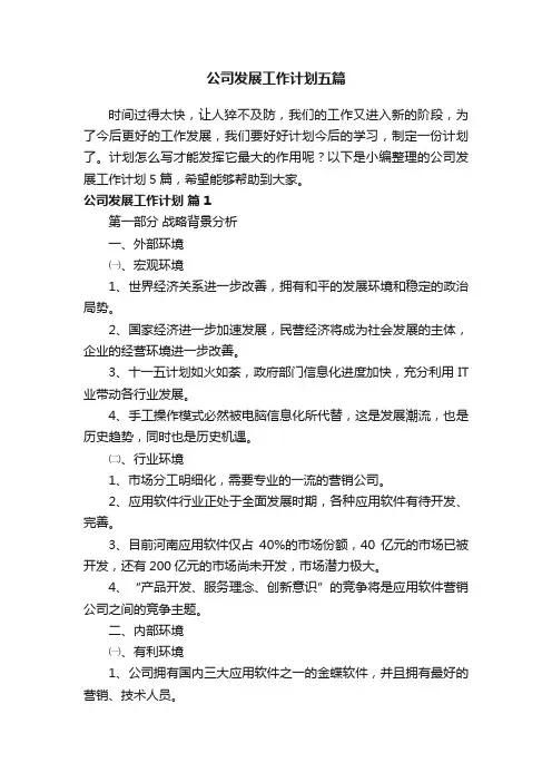 公司发展工作计划五篇