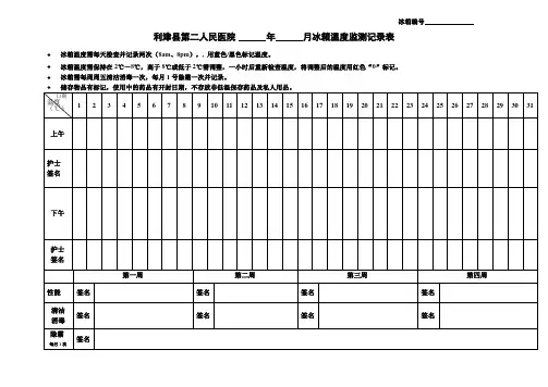 冰箱温度监测记录表
