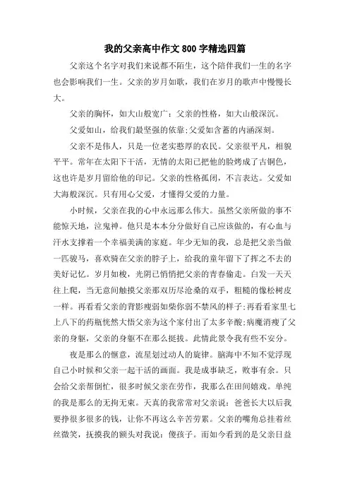 我的父亲高中作文800字四篇
