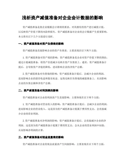 浅析资产减值准备对企业会计数据的影响