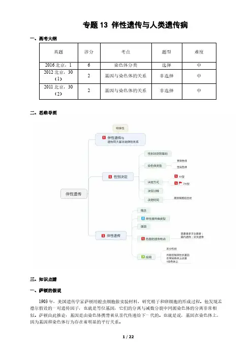 专题13伴性遗传与人类遗传病
