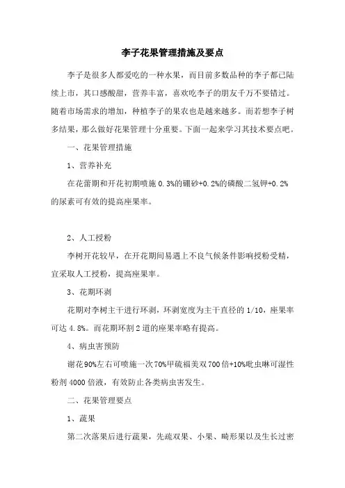 李子花果管理措施及要点