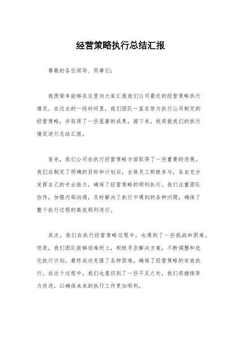经营策略执行总结汇报