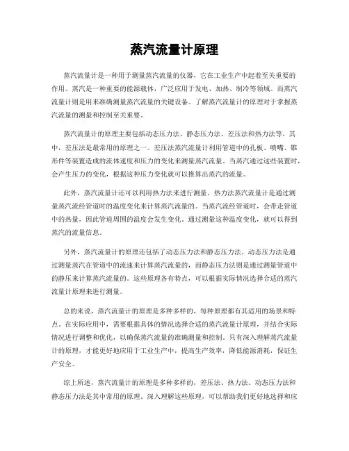 蒸汽流量计原理