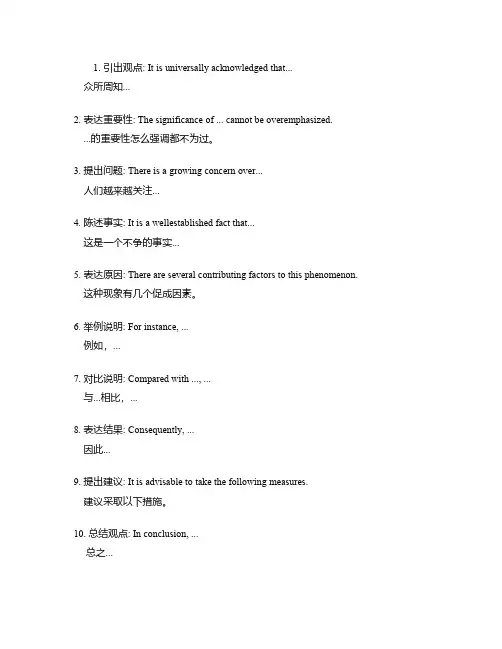 英语作文高级通用语句大全
