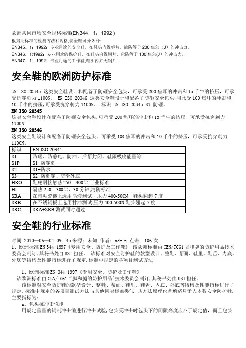 欧洲共同市场安全规格标准