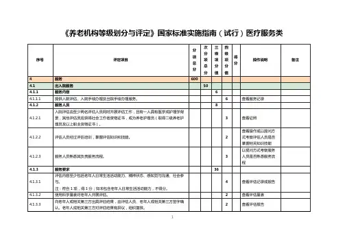 《养老机构等级划分与评定》国家标准实施指南(试行)医疗服务类