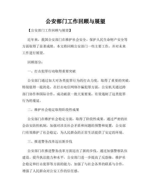 公安部门工作回顾与展望