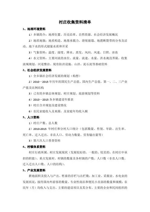 村庄规划资料清单818