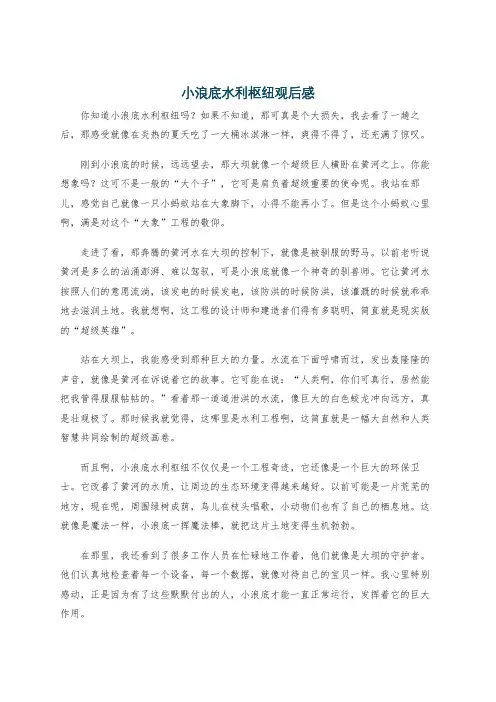 小浪底水利枢纽观后感