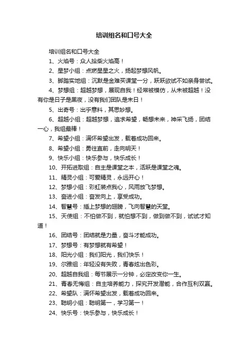 培训组名和口号大全