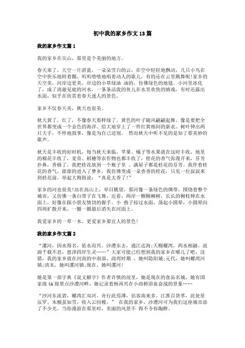 初中我的家乡作文