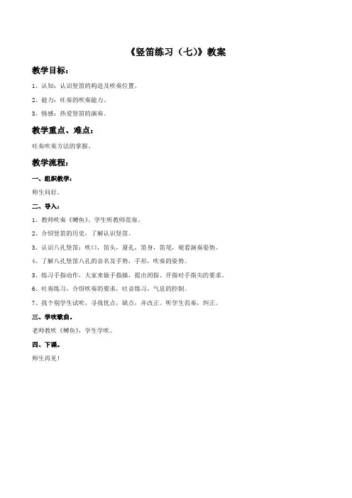《竖笛练习(七)》教案