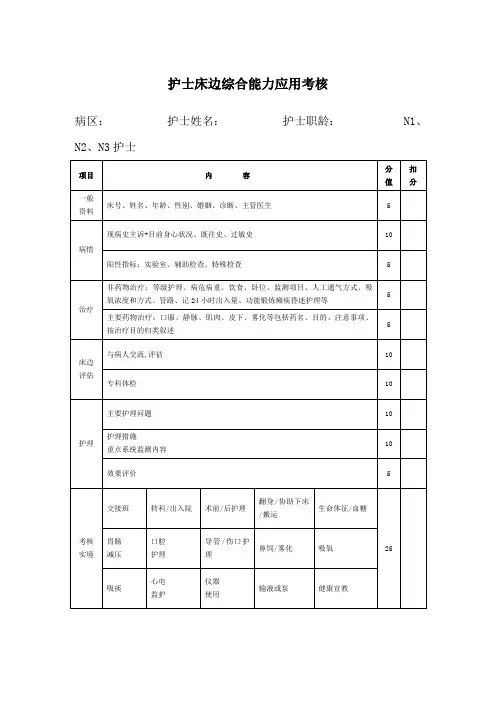 护士床边综合能力考核