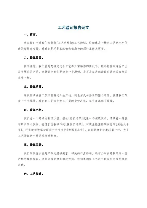 工艺验证报告范文