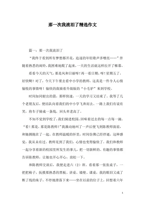 那一次我流泪了精选作文_4