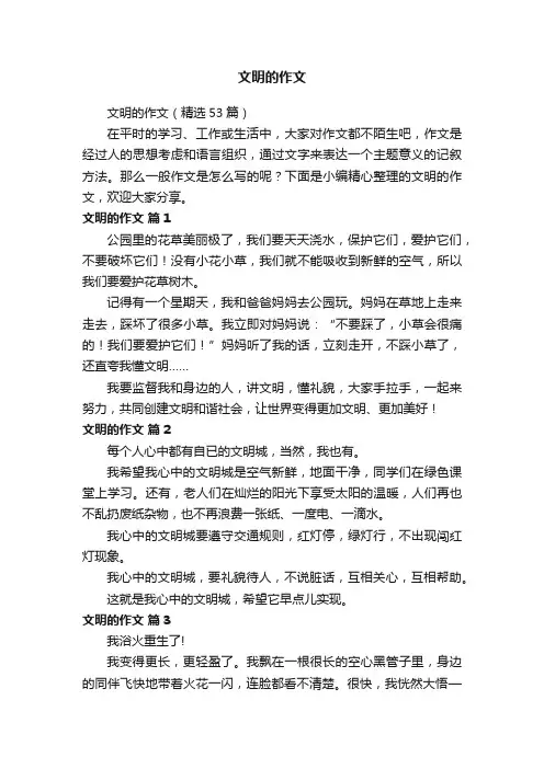 文明的作文（精选53篇）