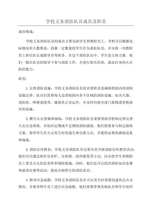 学校义务消防队员成员及职责