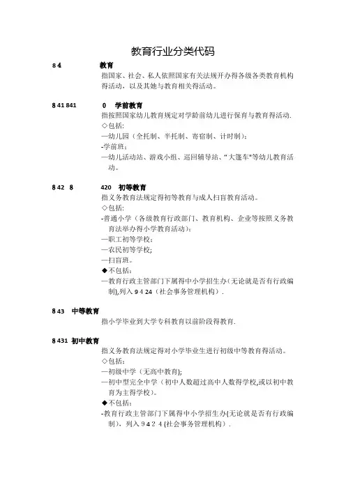 教育行业分类代码