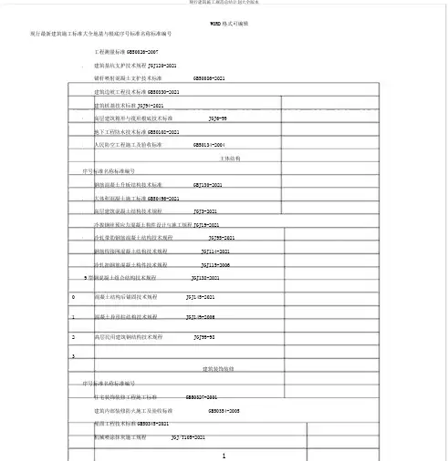 现行建筑施工规范总结计划大全版本