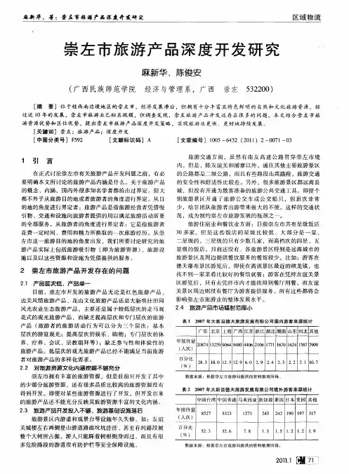 崇左市旅游产品深度开发研究