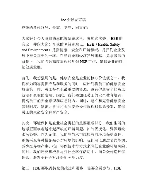 hse会议发言稿