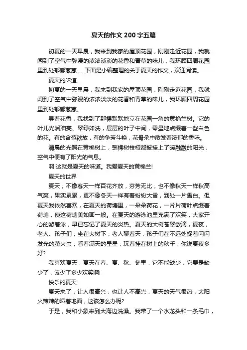 夏天的作文200字五篇