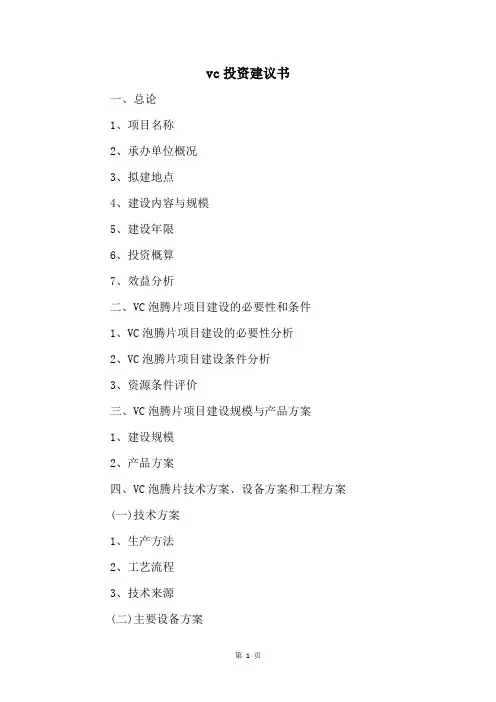 vc投资建议书