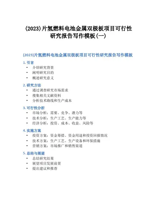 (2023)片氢燃料电池金属双极板项目可行性研究报告写作模板(一)