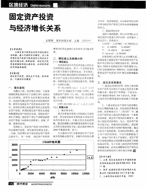 固定资产投资与经济增长关系