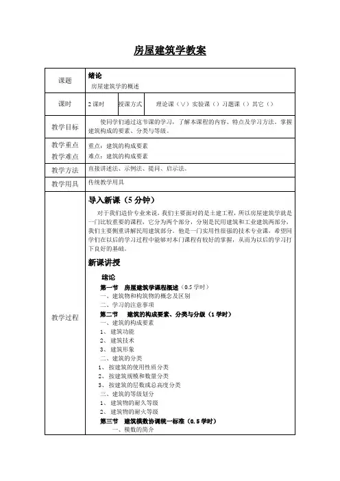房屋建筑学教案