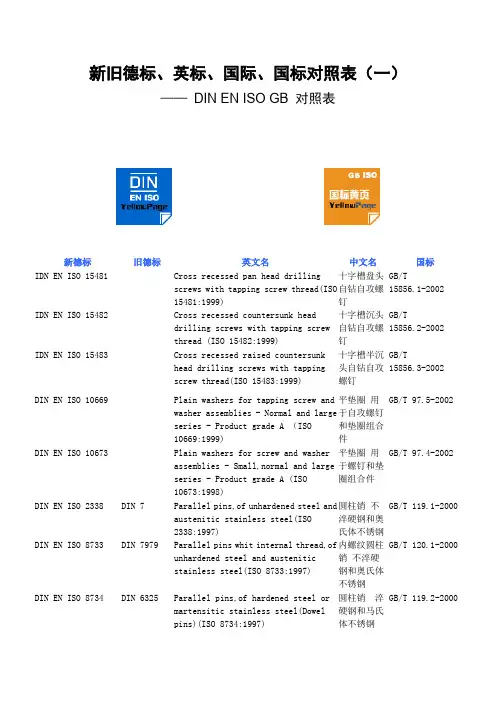 新旧德标、英标、国际、国标对照表(一)