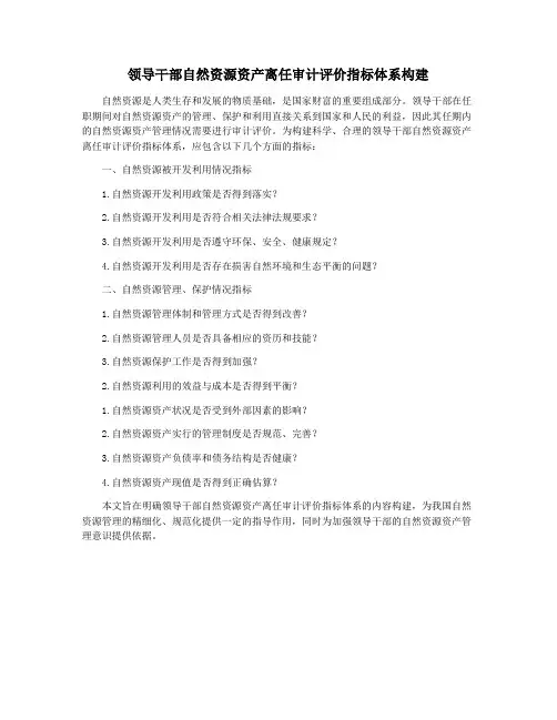 领导干部自然资源资产离任审计评价指标体系构建