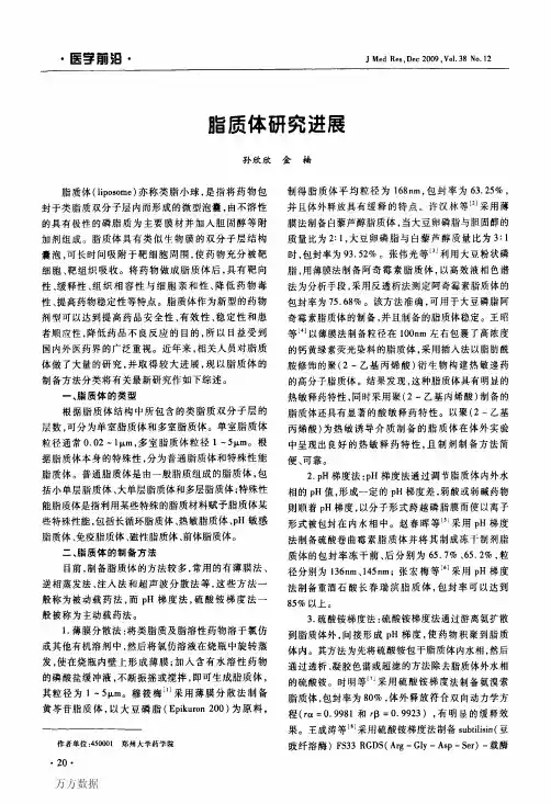 脂质体研究进展