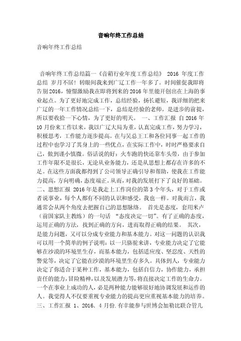音响年终工作总结（最新版）