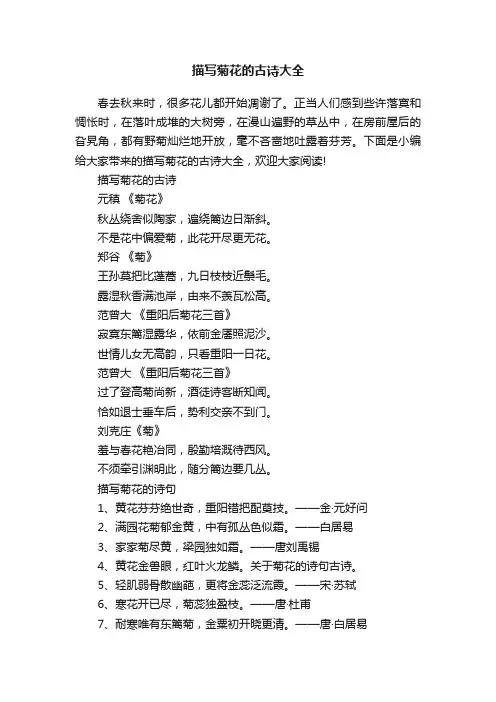 描写菊花的古诗大全