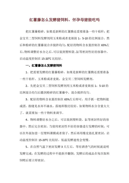 红薯藤怎么发酵猪饲料,怀孕母猪能吃吗