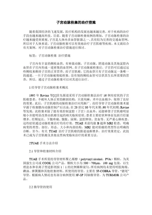 子宫动脉栓塞的治疗措施