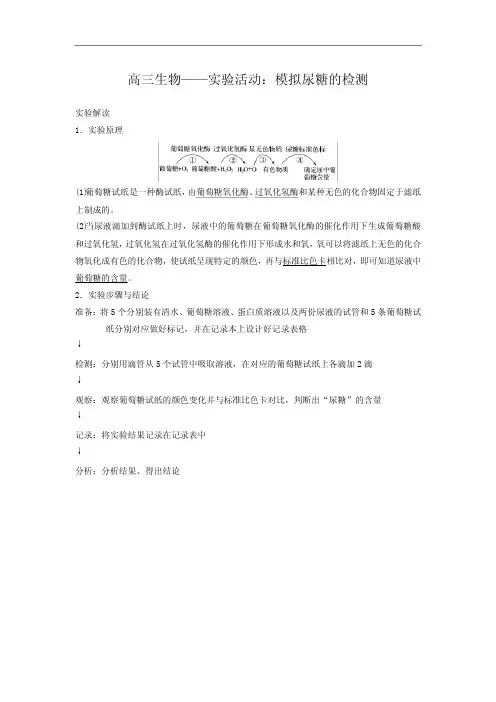 高三生物——实验活动：模拟尿糖的检测