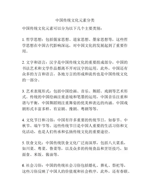 中国传统文化元素分类