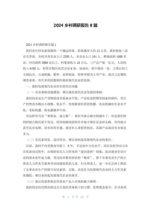 2024乡村调研报告8篇