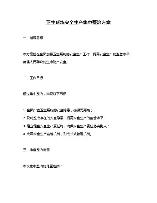 卫生系统安全生产集中整治方案
