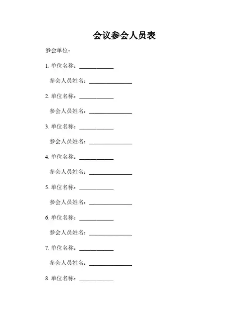 会议参会人员表