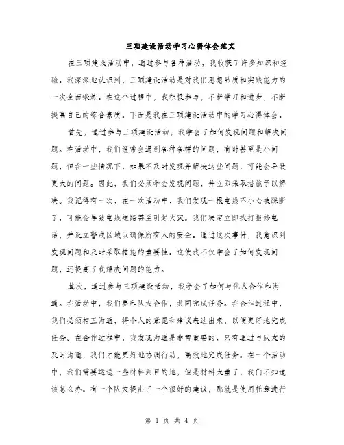 三项建设活动学习心得体会范文(二篇)