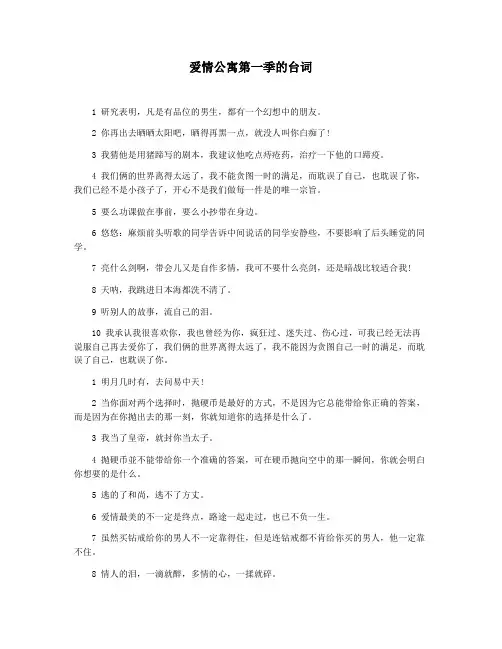 爱情公寓第一季的台词