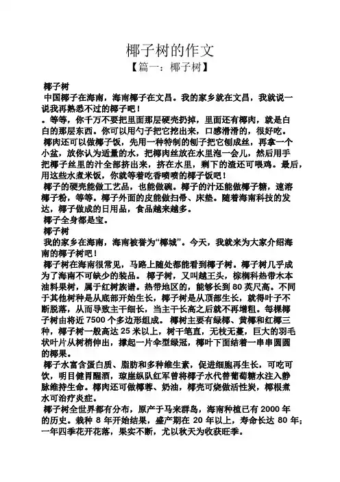 树作文之椰子树的作文